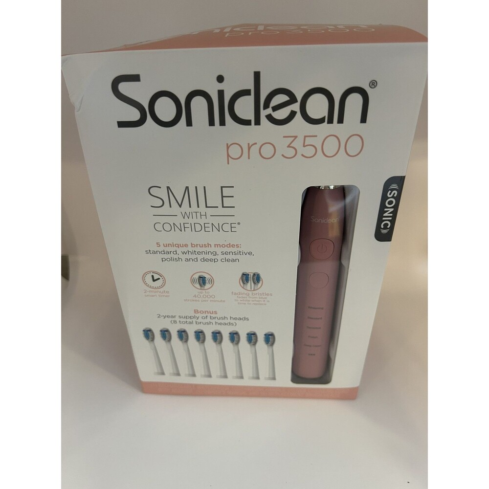 Soniclean Pro 3500 Electric Toothbrush with 8 Brush Heads Opened Box NEW